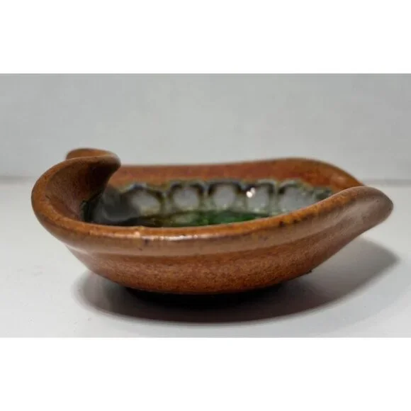 Art Pottery Crackle Glass Trinket Dish Geode Ring Dish Heart Shape - Picture 3 of 5